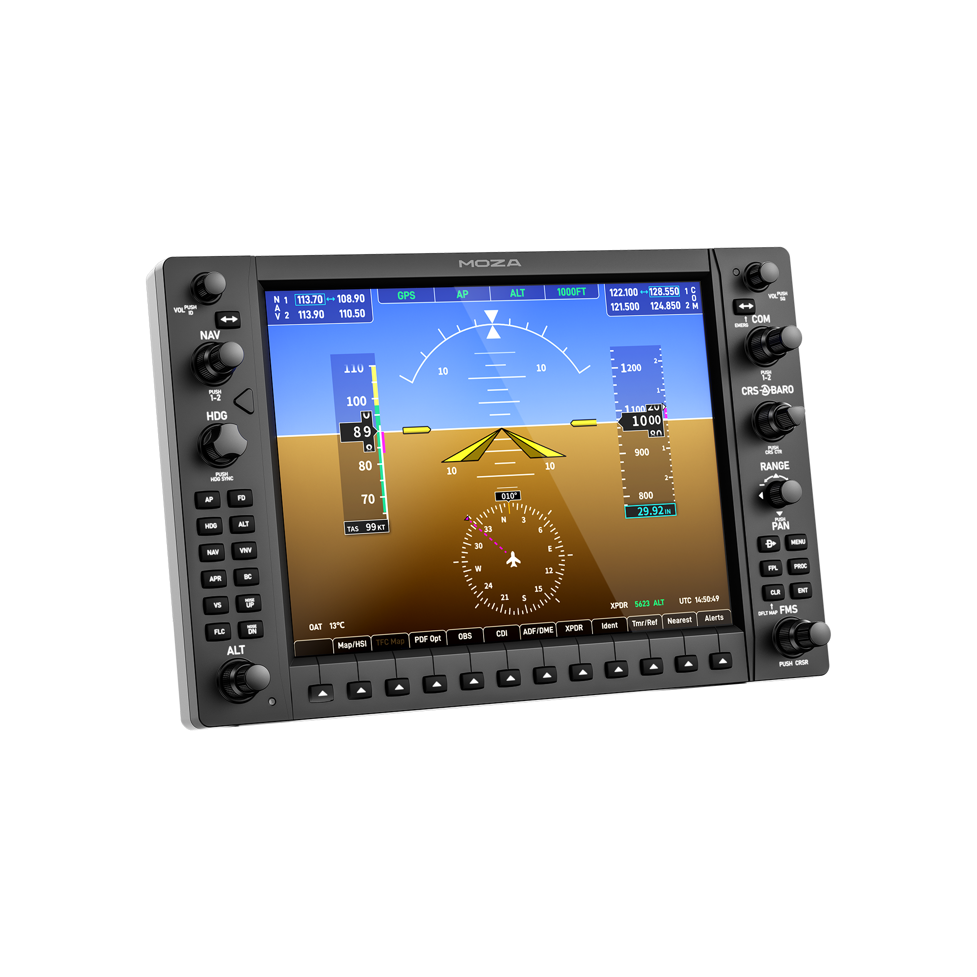 Official rear view of MOZA MGX1000 showing VESA mount and cable connections