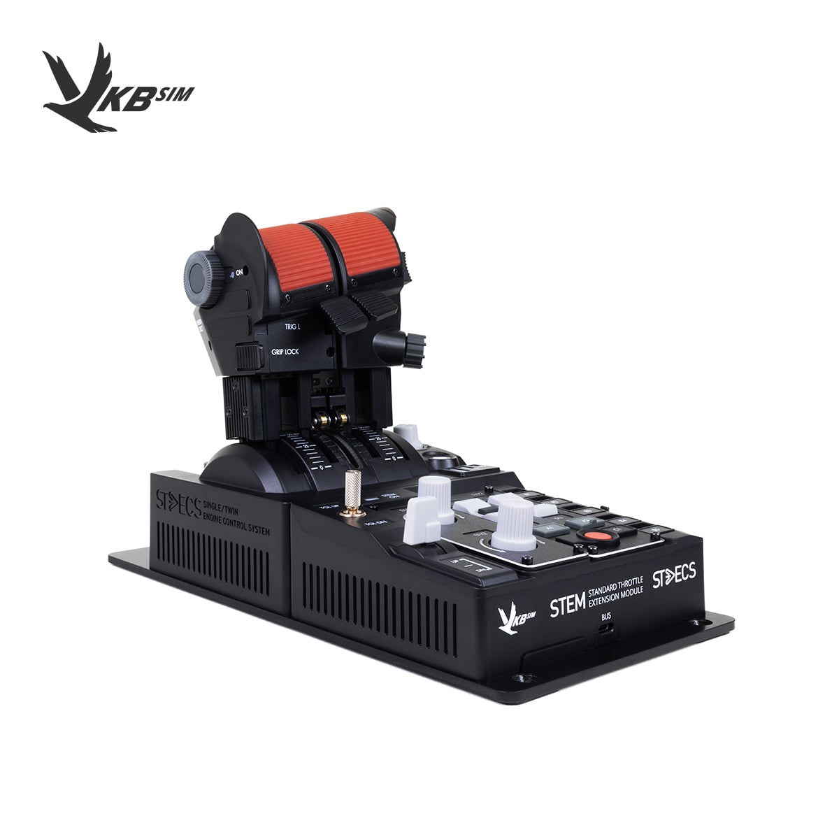 Official side view of VKB STECS Mk II throttle showing grip reach and lever travel