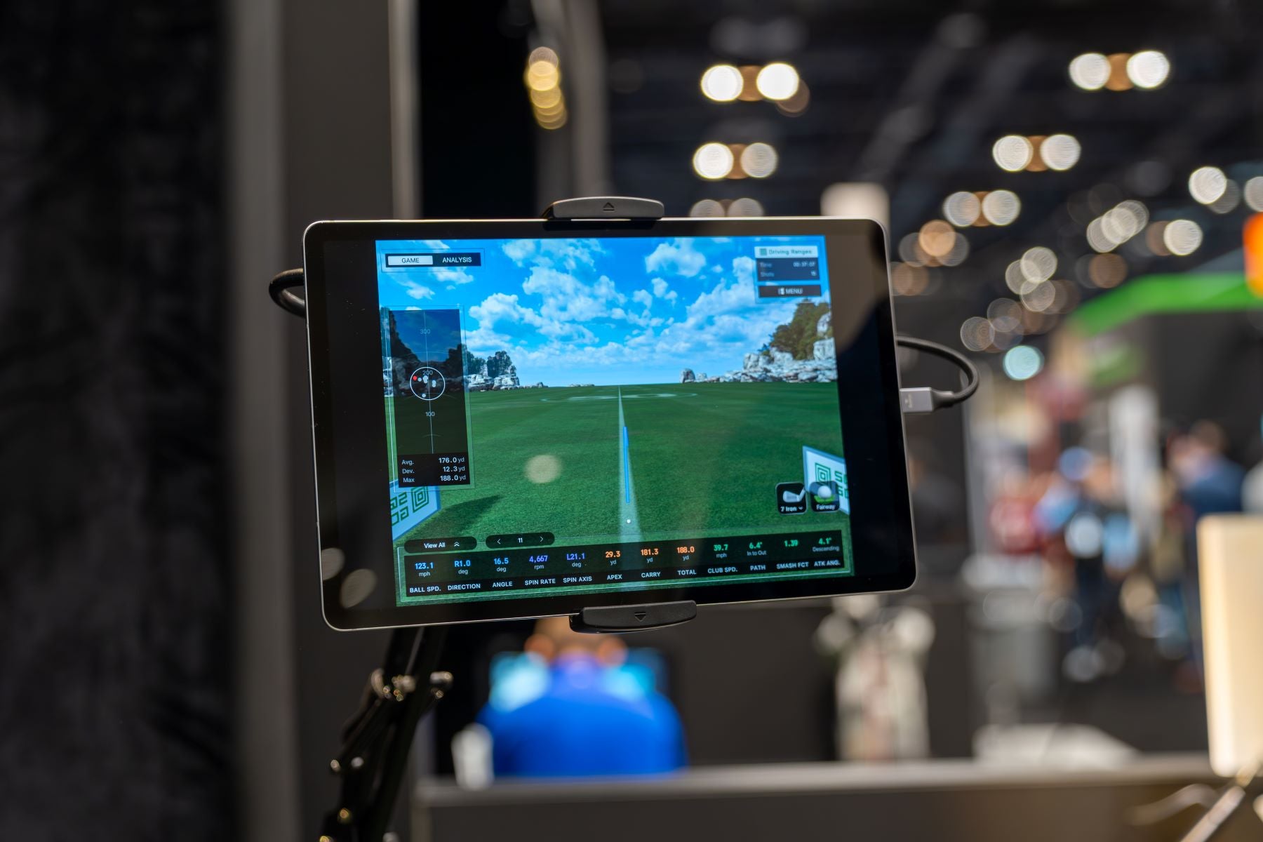 Square Golf Omni software output displayed on a tablet