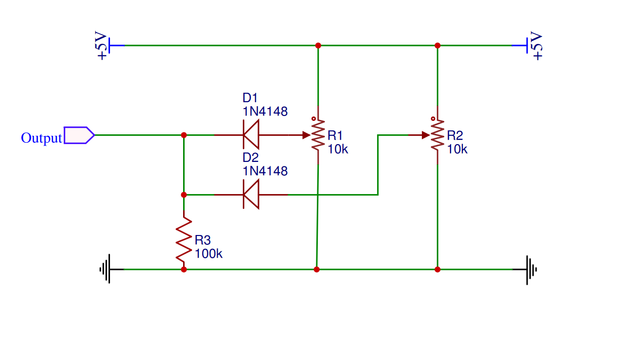 Official Leo Bodnar diagram for wiring dual potentiometers as analog axes