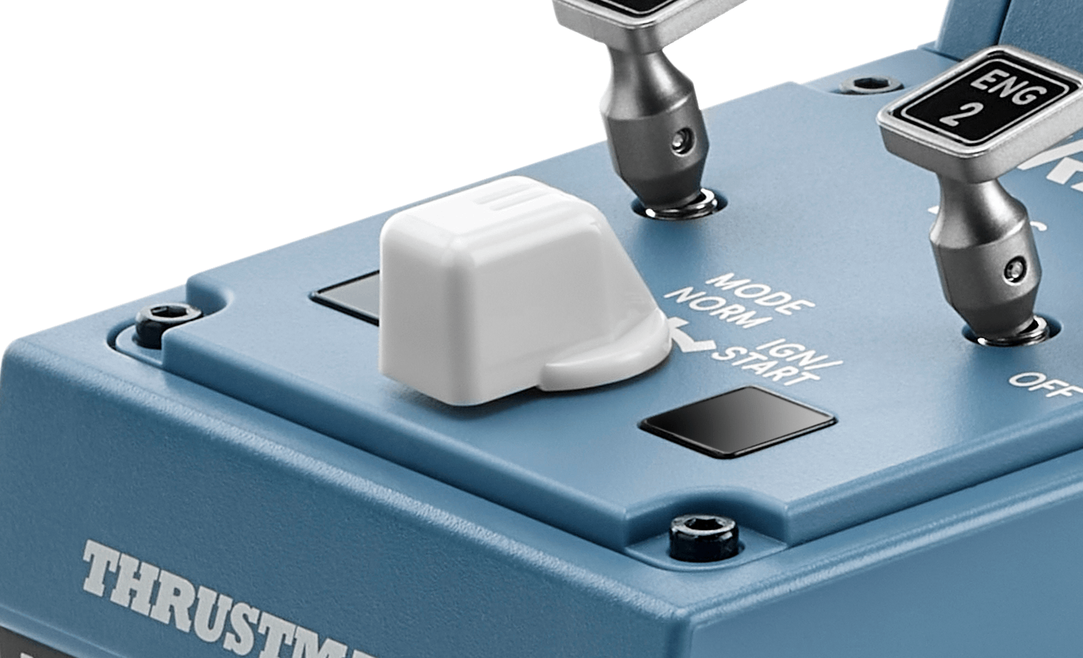 Official close-up of the Thrustmaster TCA Quadrant controls used as a twin-engine marine simulator throttle