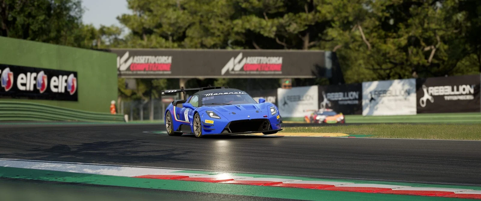 Official Assetto Corsa Competizione screenshot showing a GT car on track