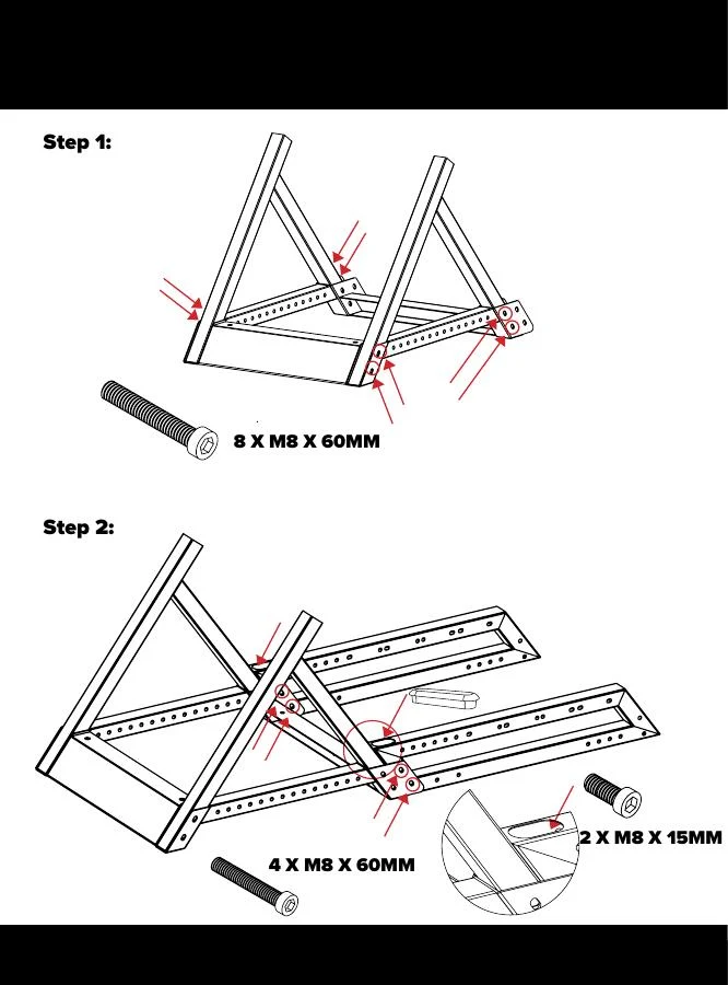 Official Next Level Racing GTTrack manual page showing cockpit frame assembly