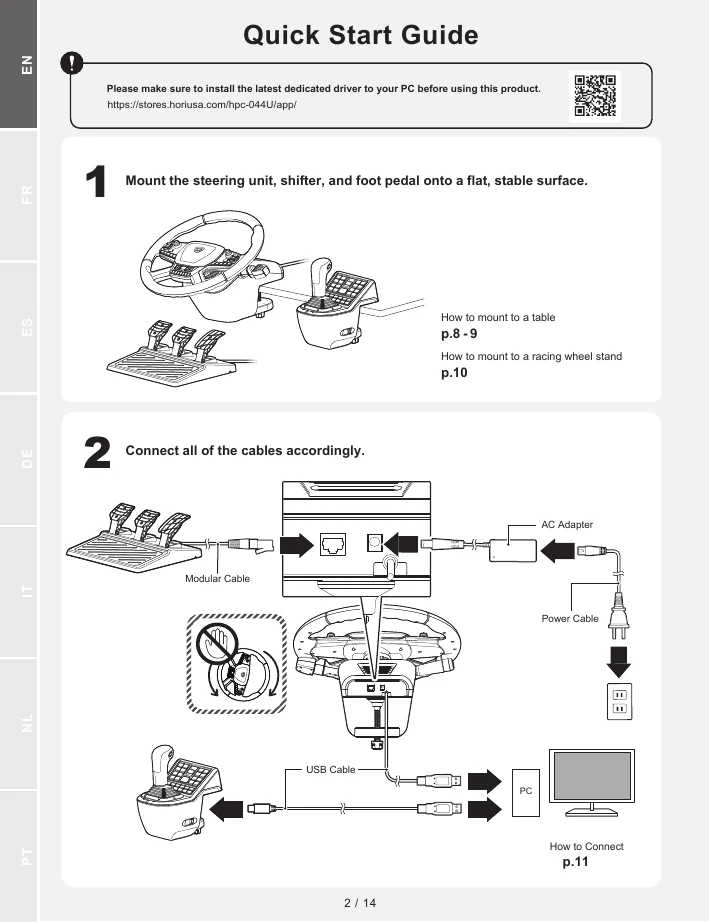 Official HORI Truck Control System instruction manual quick start and supported setup page