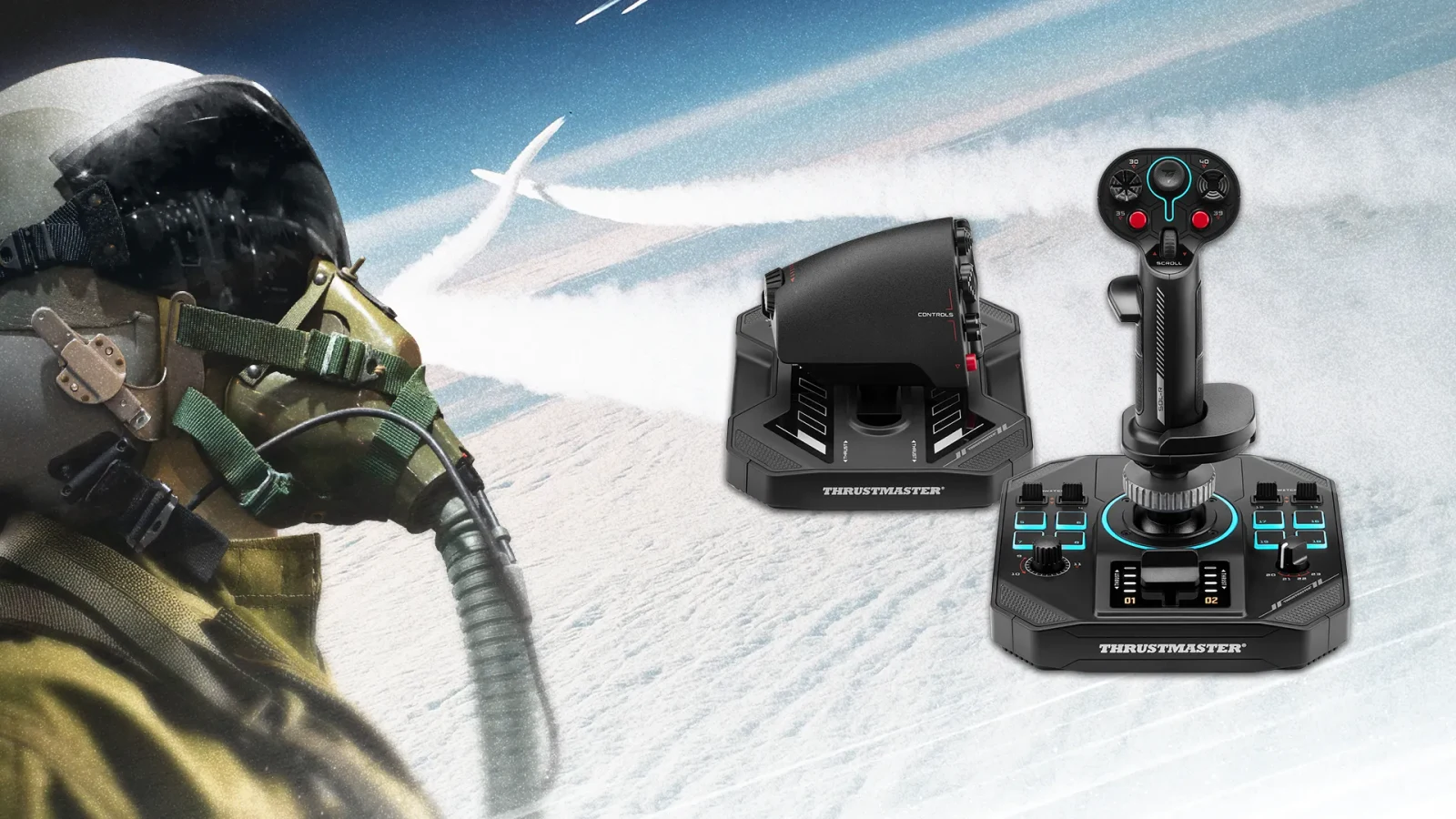 Official Thrustmaster SOL-R 4 HOTAS image with stick and throttle in use