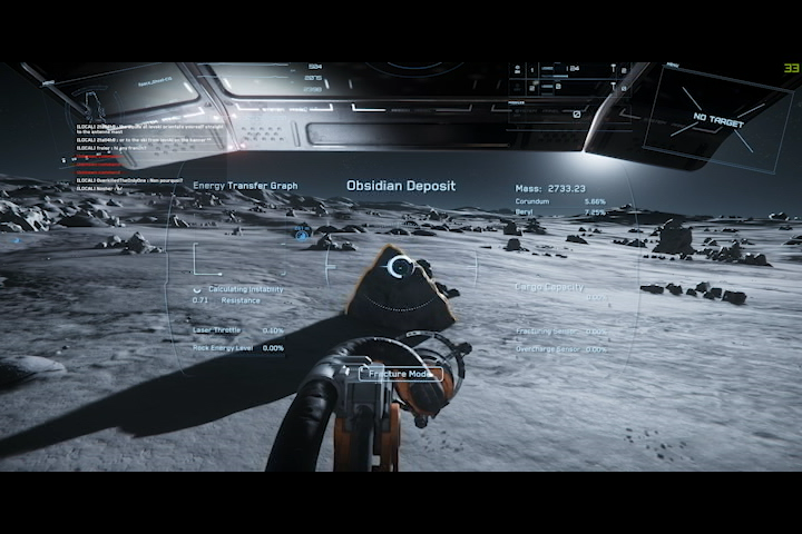 Official Star Citizen mining HUD screenshot showing the first mining interface state