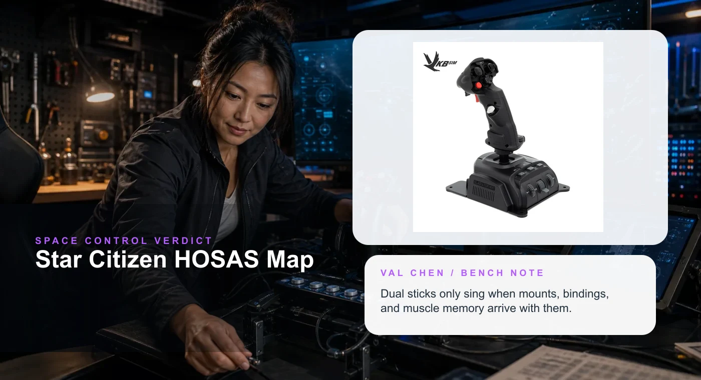 Val Chen configuring Star Citizen HOSAS controls in a space sim cockpit