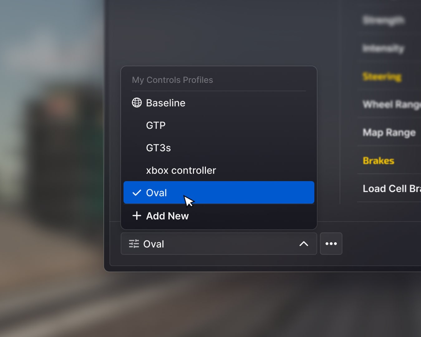 iRacing controls profile UI widget from the 2026 Season 3 update