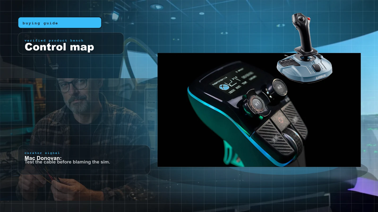 Best HOTAS for MSFS 2024 in 2026: Stick-and-Throttle Picks by Budget and Aircraft cover with Thrustmaster TCA Sidestick Airbus Edition — a stick-first way into MSFS 2024 flying and Mac Donovan