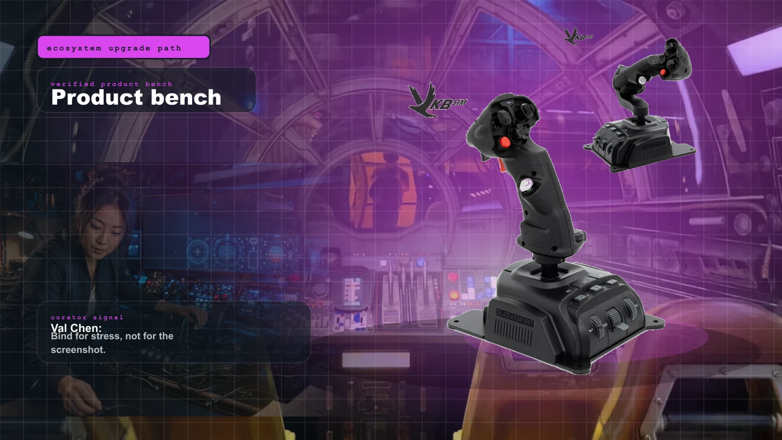 VKB Gladiator to Gunfighter Upgrade Path (2026): When to Step Up, and When to Stop cover with VKB Gladiator NXT EVO Space Combat Edition — the bottom rung and the stick most pilots never need to leave and Val Chen