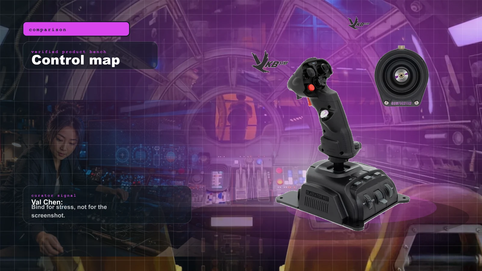 WinWing Ursa Minor vs VKB Gladiator NXT EVO in 2026: The Sub-$120 Space Stick, Decided cover with VKB Gladiator NXT EVO Space Combat Edition joystick — the verified benchmark the budget WinWing Ursa Minor is measured against and Val Chen