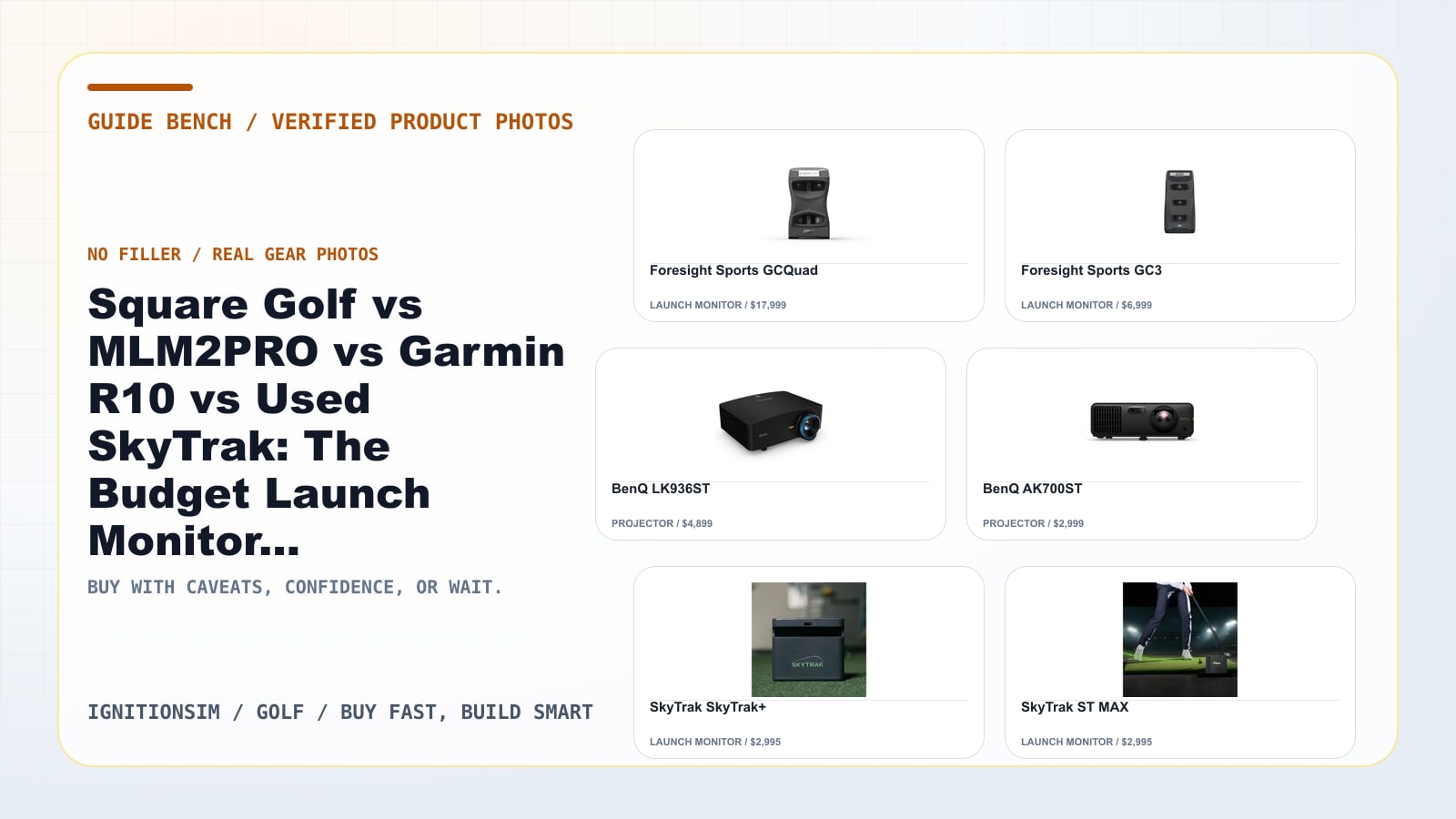 Budget launch monitor comparison cover with real product photos