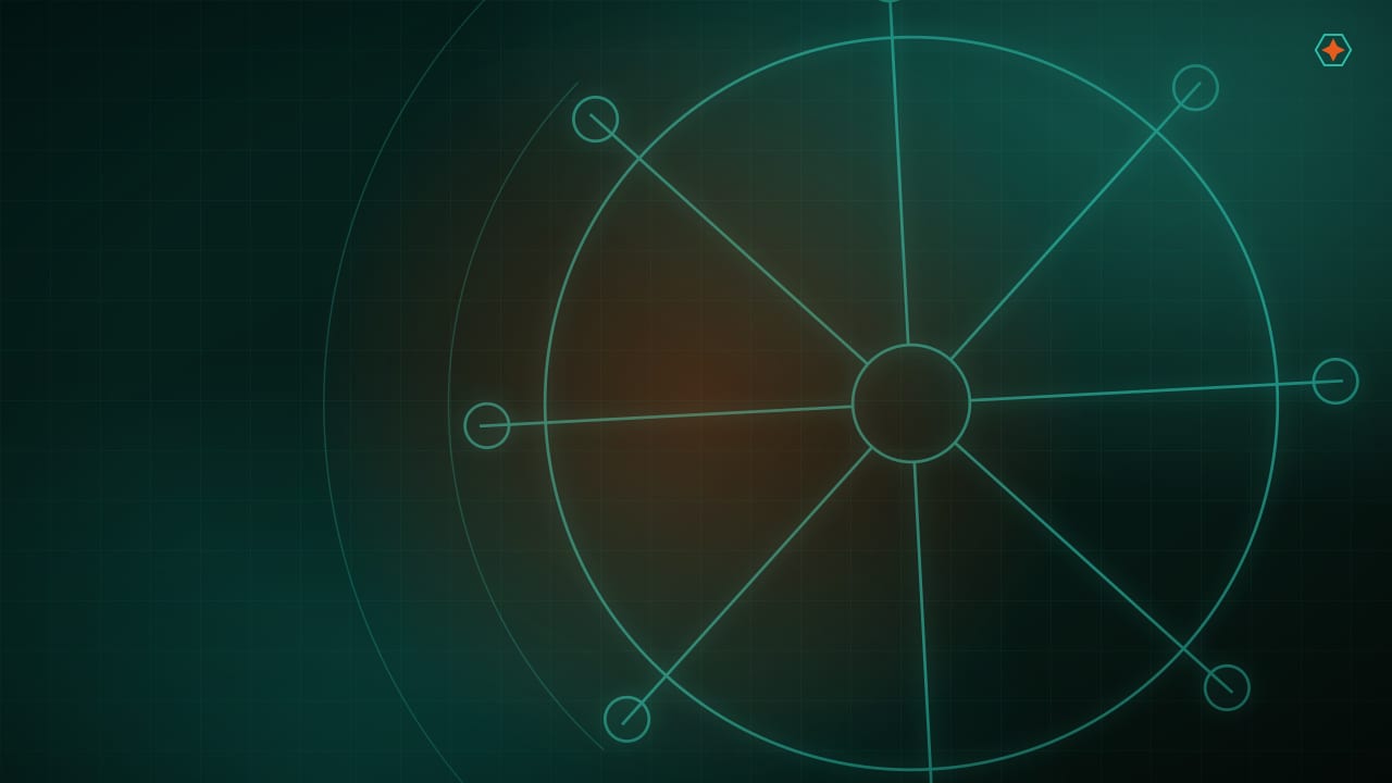 A VR sailing scene rendered cinematically — gloved hands on a virtual tiller, teal ocean horizon and sails, soft lens flare