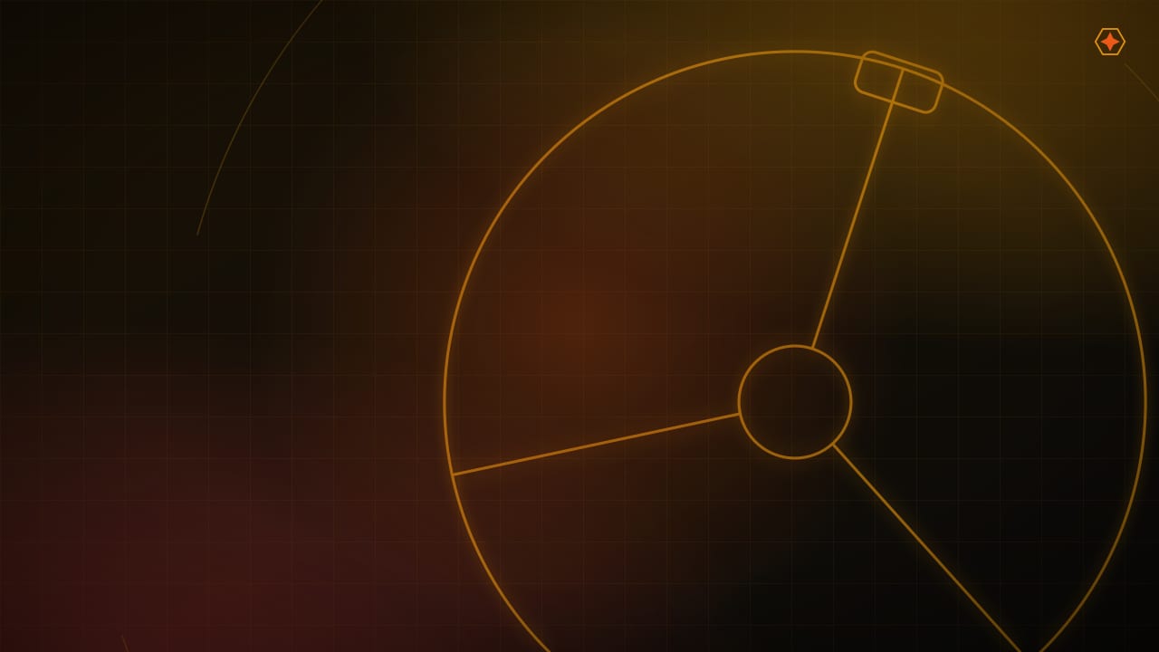 High-torque wheelbase glowing with amber internal light, force-feedback motion trails in a dark studio