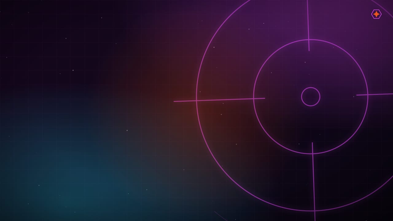 A cockpit microphone and HUD lit in neon magenta and cyan, voice waveform glowing across a starfield canopy