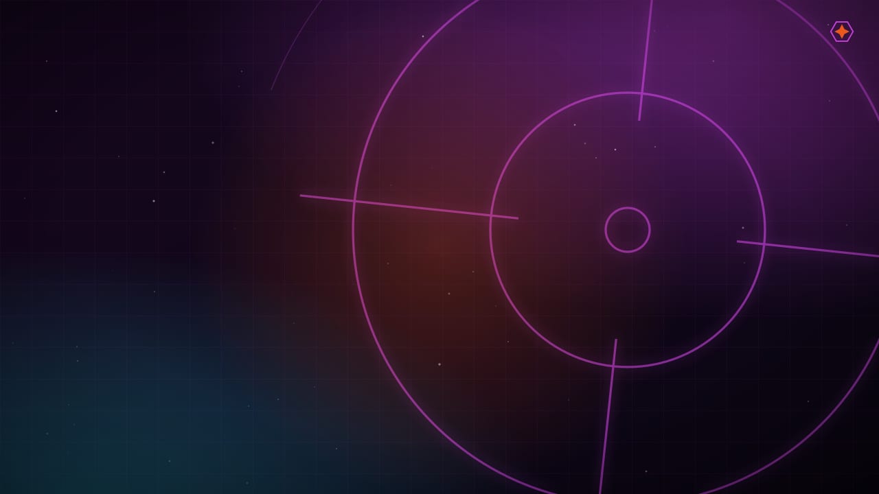 Two flight sticks facing off on a reflective black surface under magenta and cyan rim light